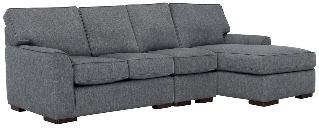 Austin Blue Fabric Small Right Chaise Sectional