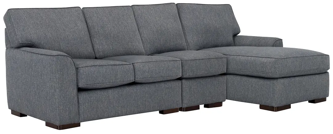 Austin Blue Fabric Small Right Chaise Sectional Austin Blue Fabric Small Right Chaise Sectional