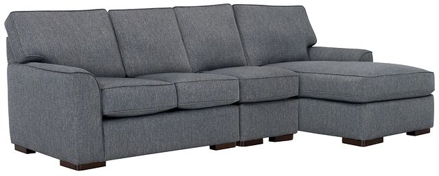 Austin Blue Fabric Small Right Chaise Sectional
