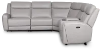 Walker Light Gray Lthr/vinyl Medium Dual Power 2-arm Reclining Sectional