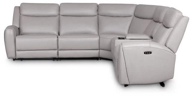 Walker Light Gray Lthr/vinyl Medium Dual Power 2-arm Reclining Sectional