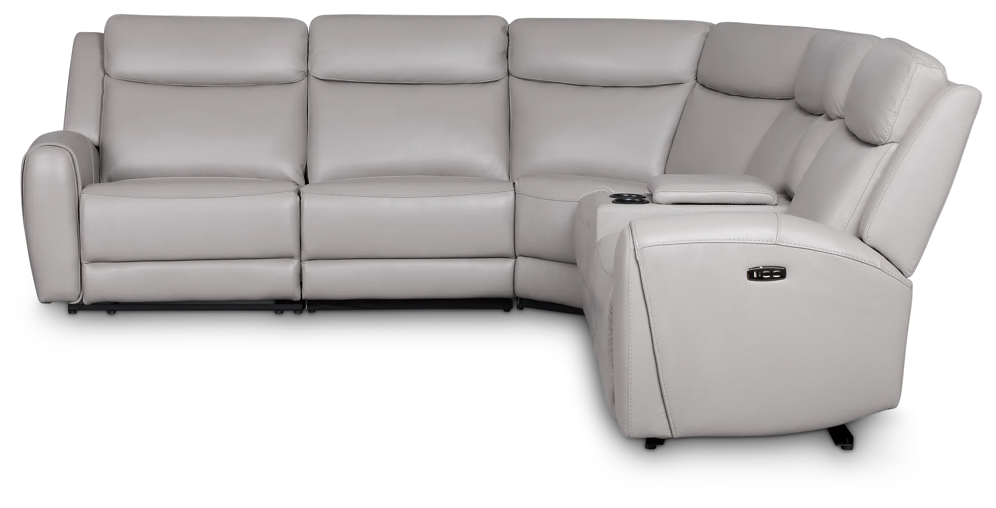 Walker Light Gray Lthr/vinyl Medium Dual Power 2-arm Reclining Sectional