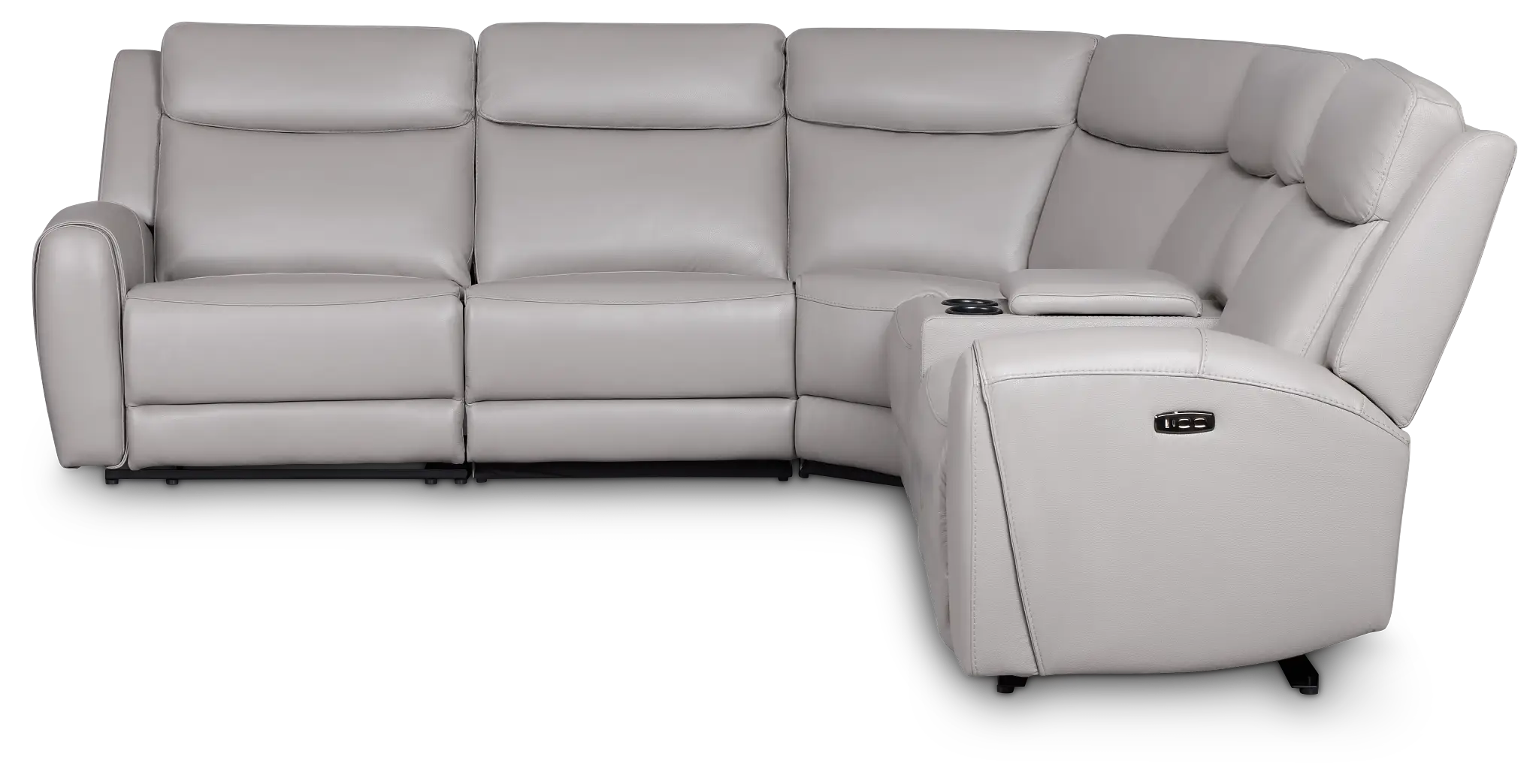 Walker Light Gray Lthr/vinyl Medium Dual Power 2-arm Reclining Sectional Walker Light Gray Lthr/vinyl Medium Dual Power 2-arm Reclining Sectional