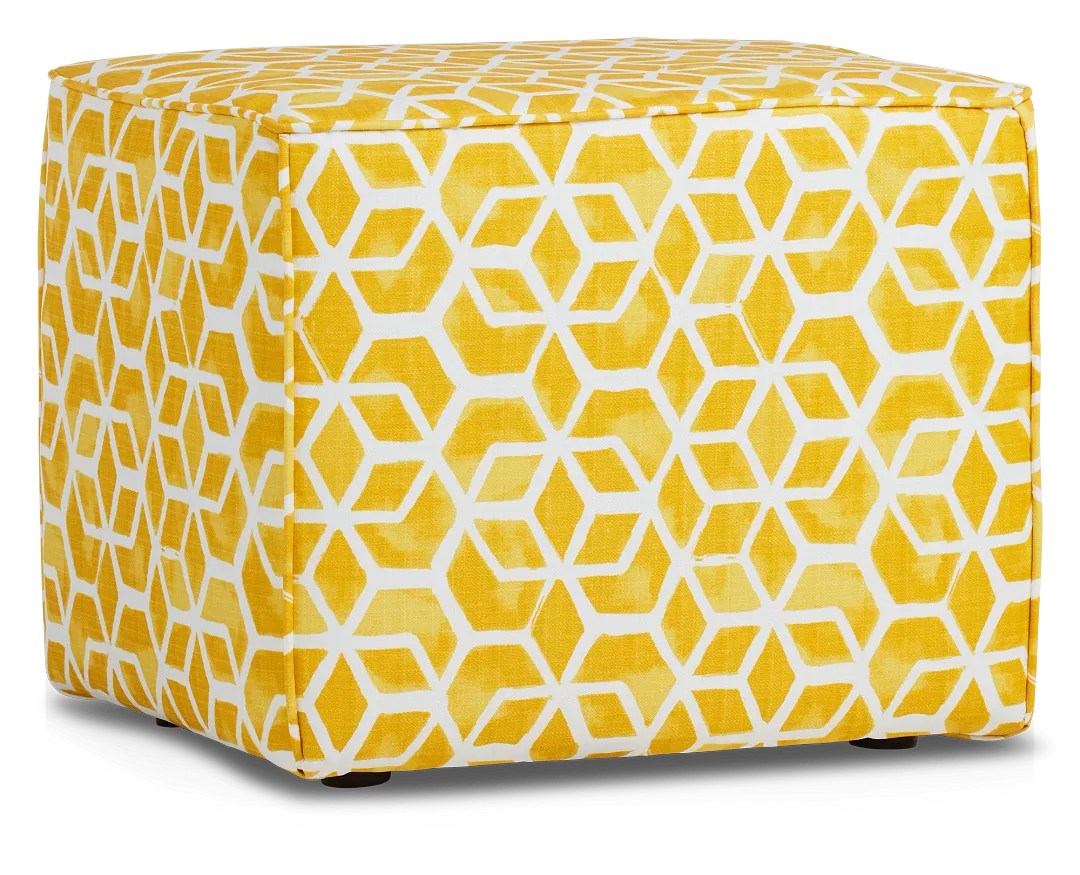 Celtic Yellow Geometric Indoor/outdoor Accent Ottoman