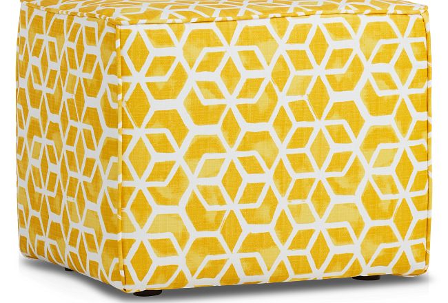 Celtic Yellow Geometric Indoor/outdoor Accent Ottoman