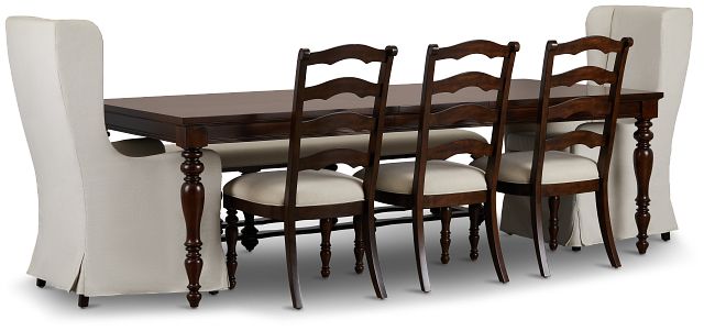 Savannah Dark Tone Rectangular Table And Mixed Chairs (8)