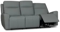 Sterling Blue Lthr/vinyl Power Reclining Sofa