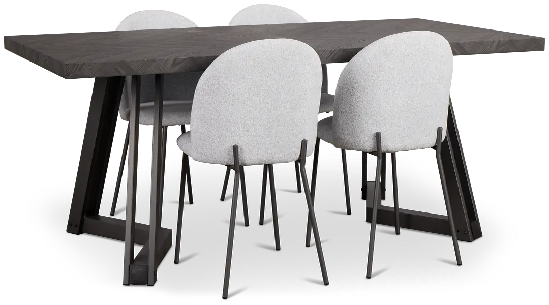 Brentwood Dark Tone Rect Table & 4 Upholstered Chairs Brentwood Dark Tone Rect Table & 4 Upholstered Chairs