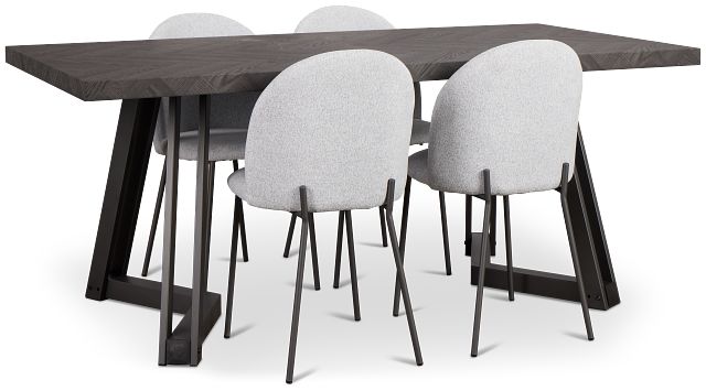 Brentwood Dark Tone Rect Table & 4 Upholstered Chairs