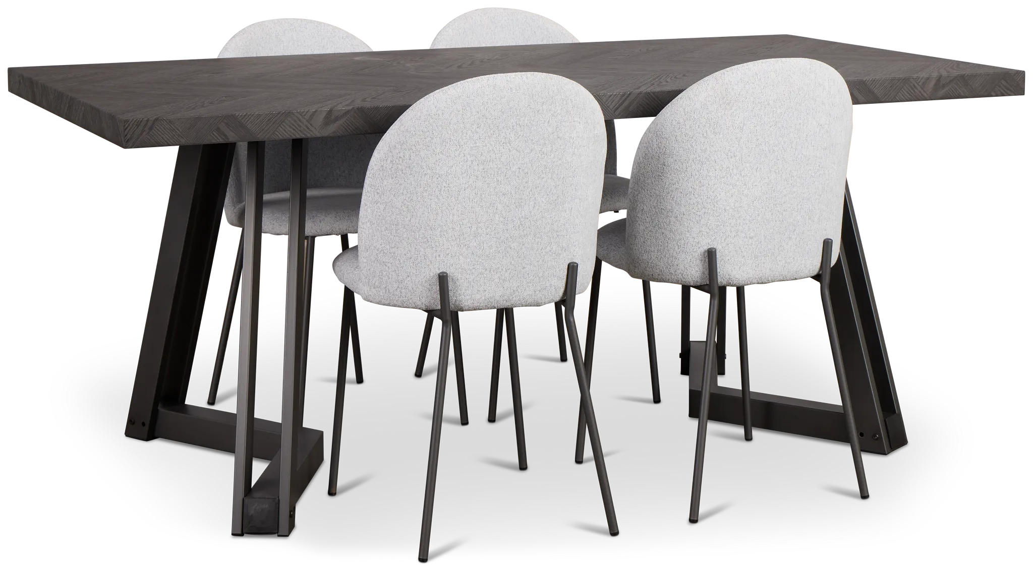 Brentwood Dark Tone Rect Table & 4 Upholstered Chairs