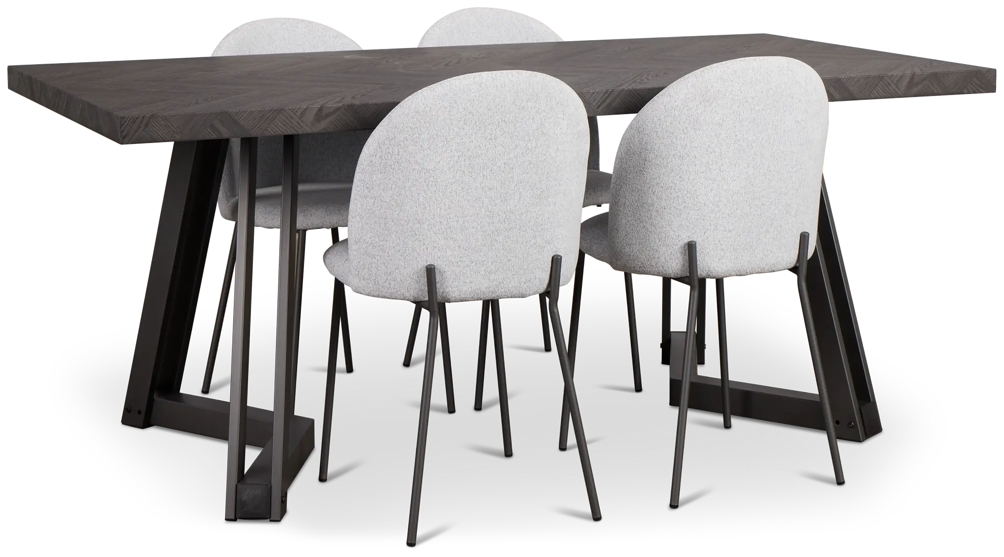 Brentwood Dark Tone Rect Table & 4 Upholstered Chairs Brentwood Dark Tone Rect Table & 4 Upholstered Chairs