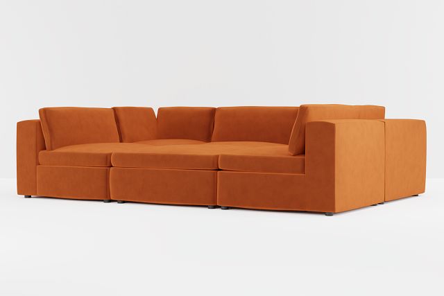 Destin Joya Orange Velvet 6-piece Pit Sectional