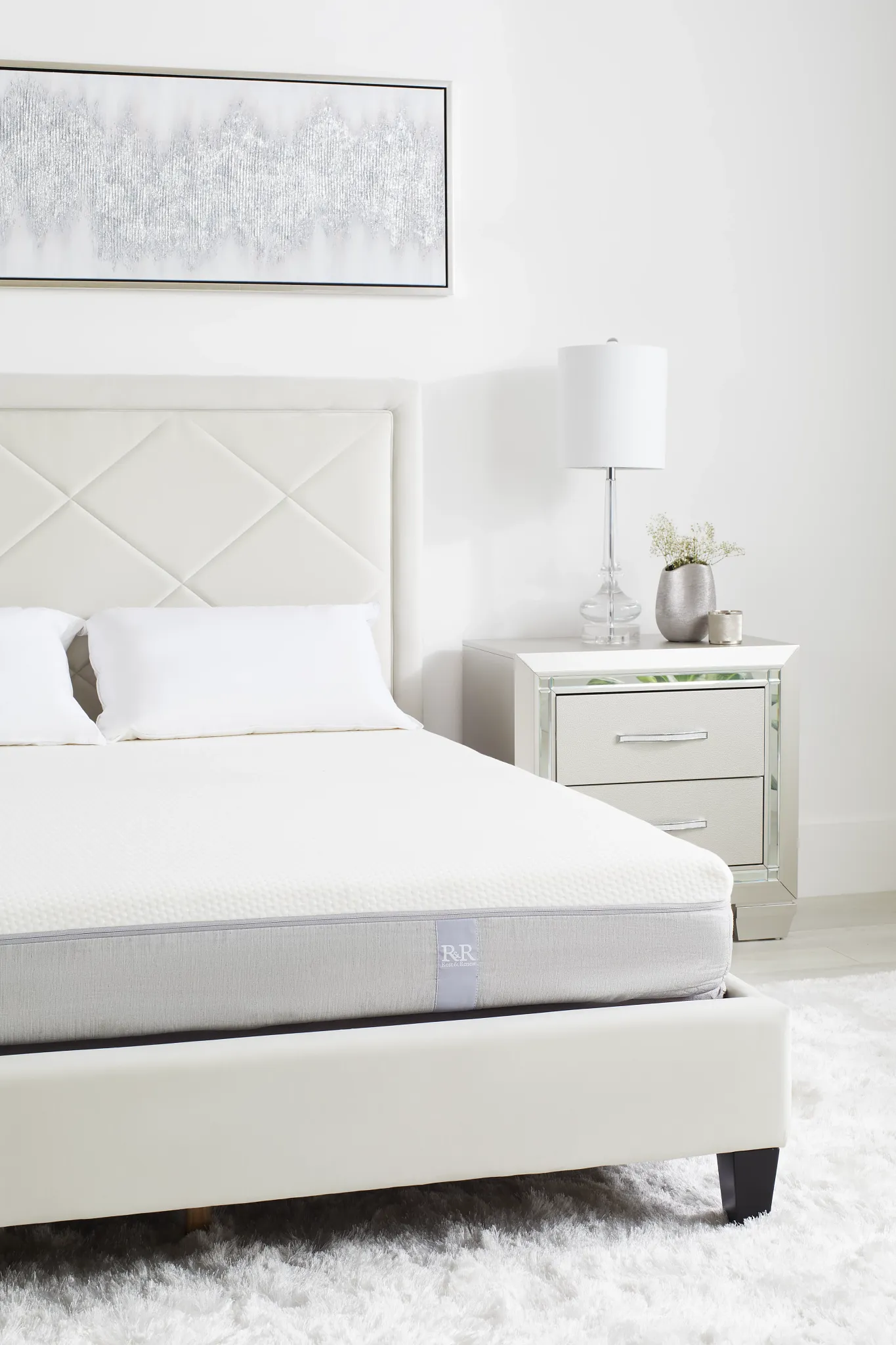 Collin Beige Velvet Platform Bed