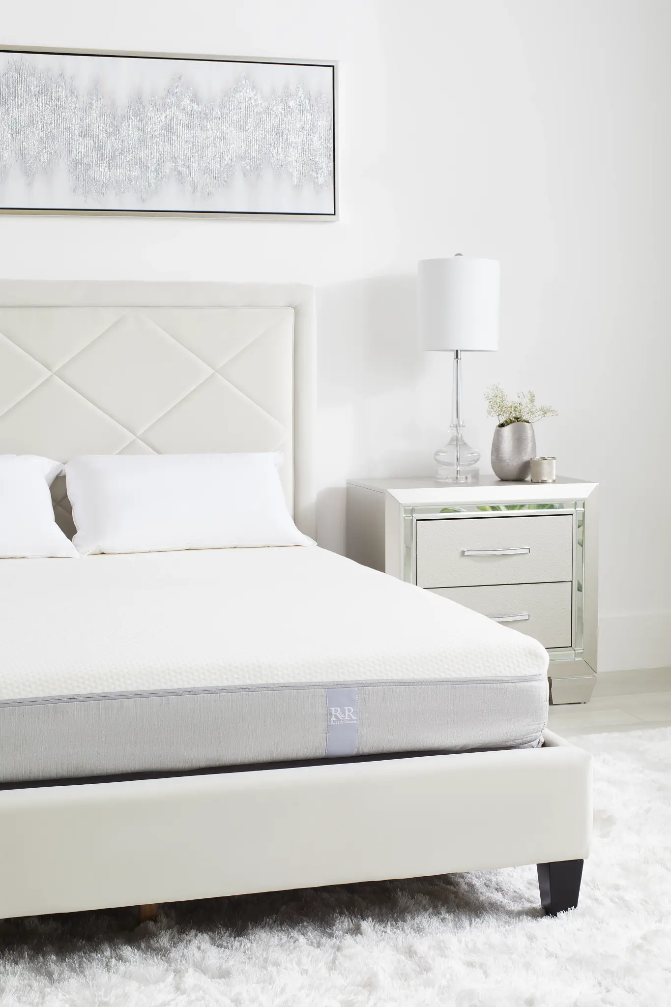 Collin Beige Velvet Platform Bed Collin Beige Velvet Platform Bed