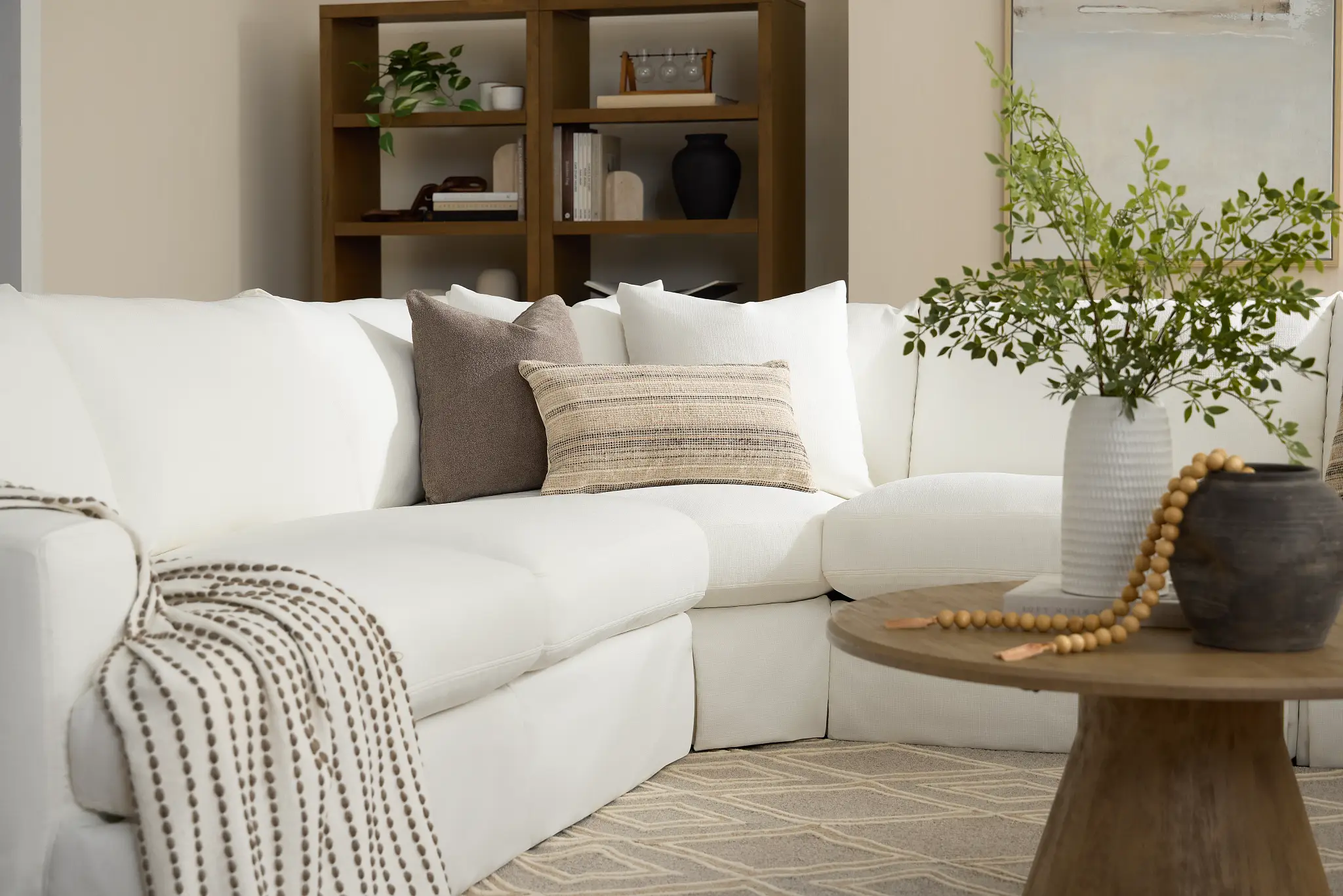 Marren White Fabric Large Two-arm Sectional Marren White Fabric Large Two-arm Sectional