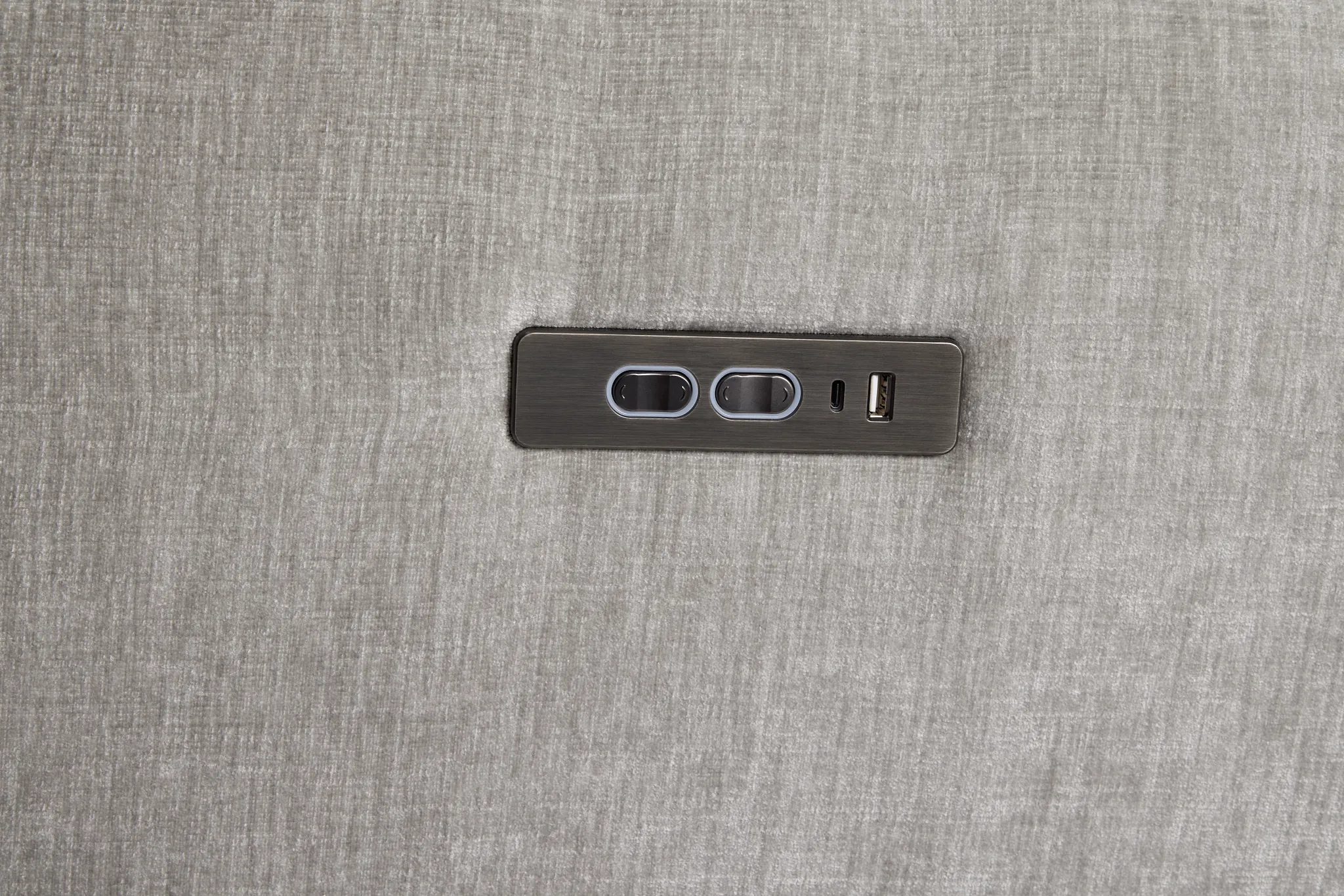 Zuri Gray Velvet Small Triple Power Reclining Two-arm Sectional