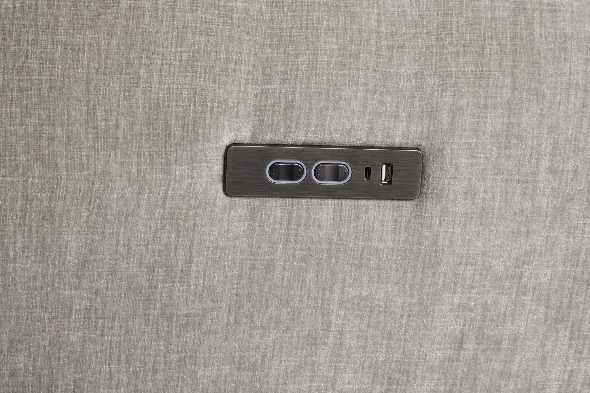 Zuri Gray Velvet Small Triple Power Reclining Two-arm Sectional Zuri Gray Velvet Small Triple Power Reclining Two-arm Sectional