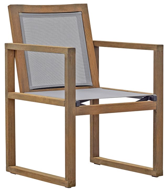Linear Teak Sling Arm Chair