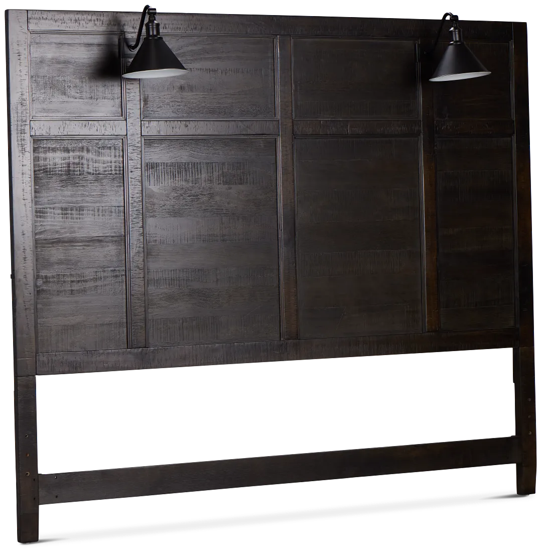 Heron Cove Dark Tone Panel Headboard With Lights