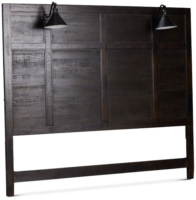 Heron Cove Dark Tone Panel Headboard With Lights