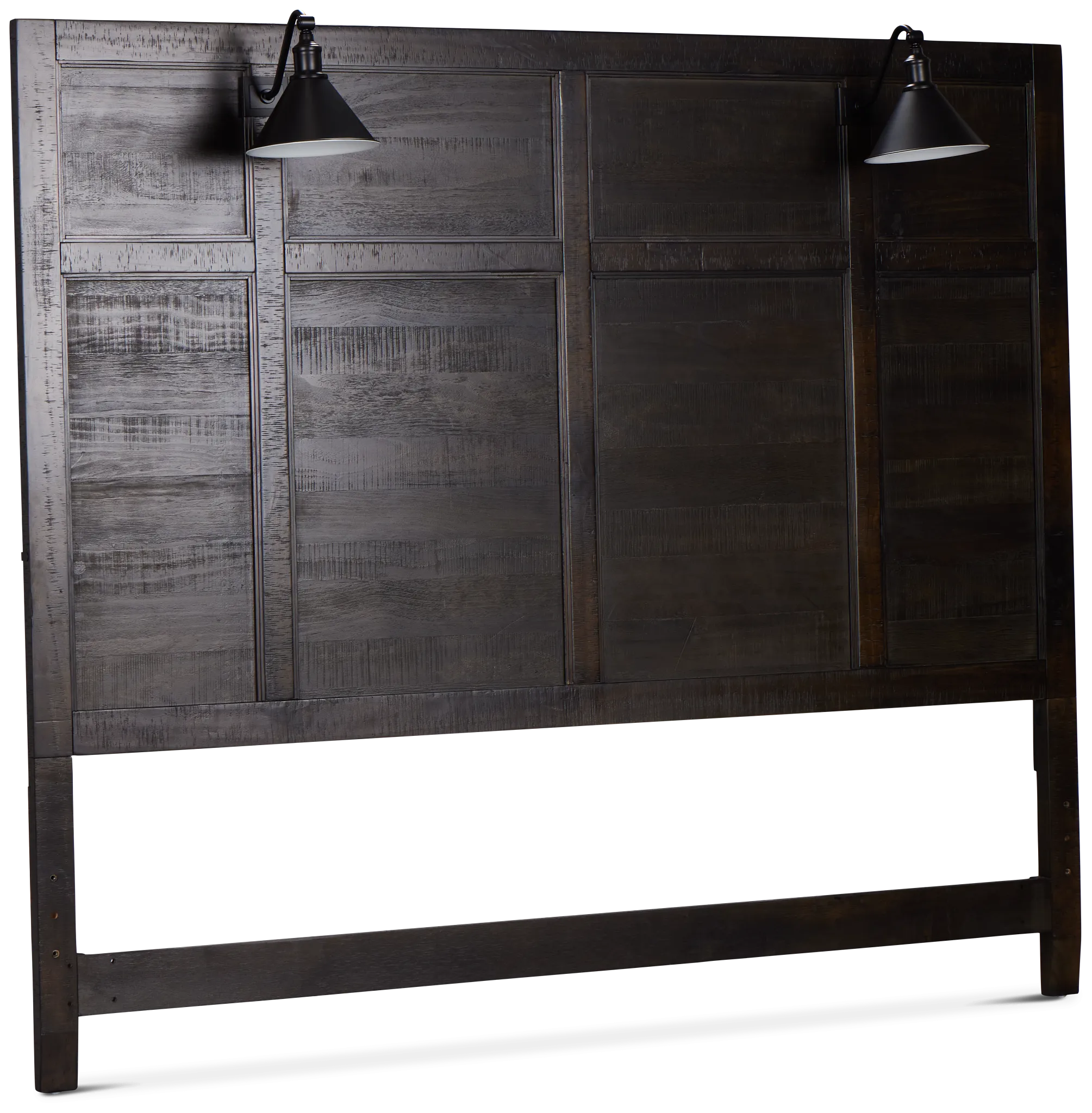 Heron Cove Dark Tone Panel Headboard With Lights