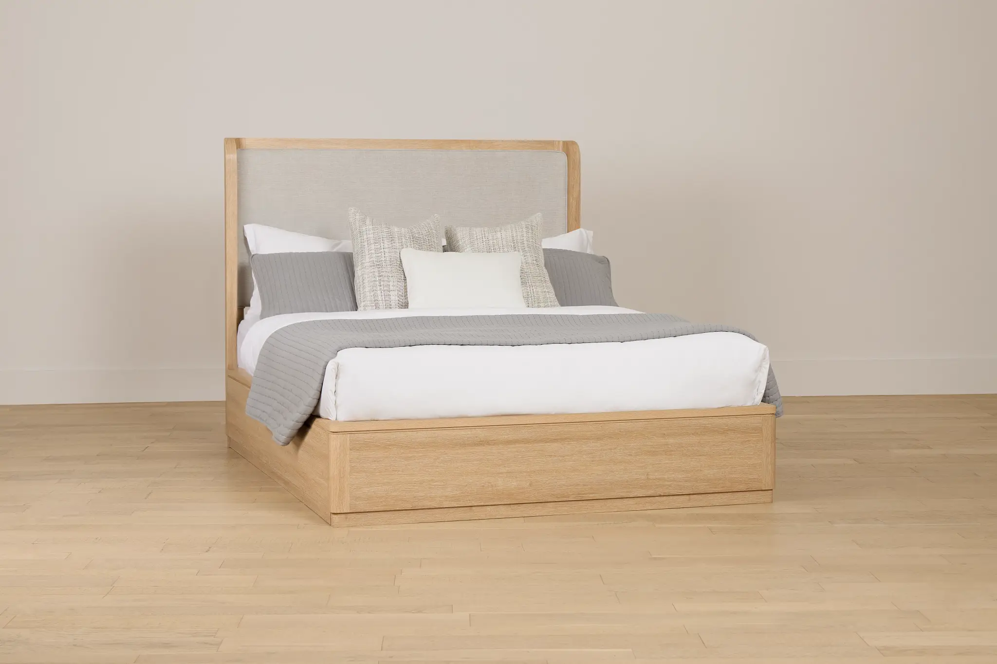 Emory Light Tone Upholstered Platform Bed Emory Light Tone Upholstered Platform Bed