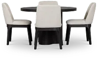 Emory Black Round Table & 4 Upholstered Chairs