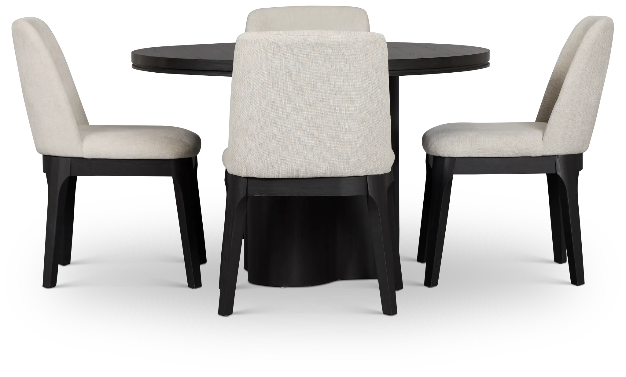 Emory Black Round Table & 4 Upholstered Chairs