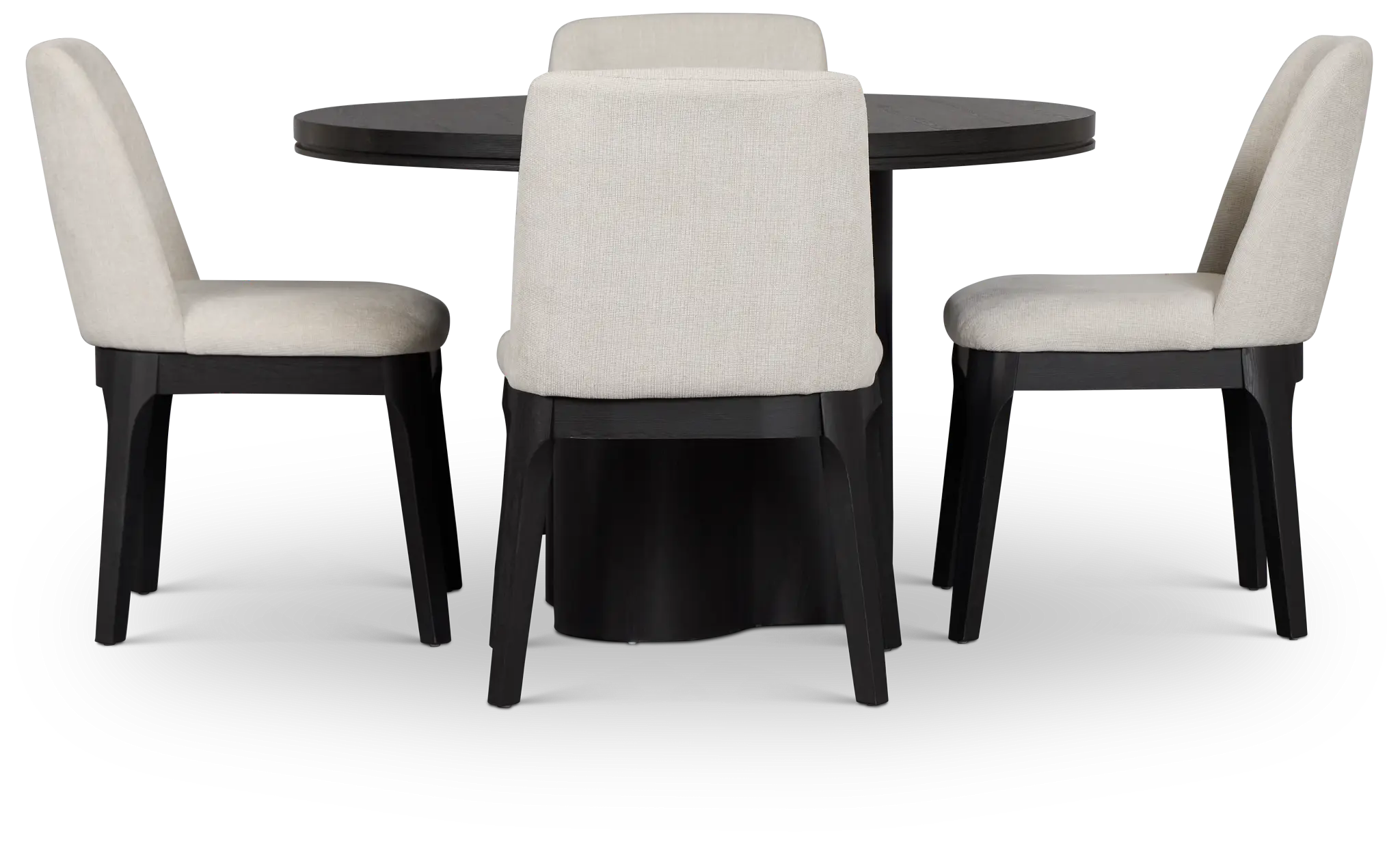 Emory Black Round Table & 4 Upholstered Chairs Emory Black Round Table & 4 Upholstered Chairs