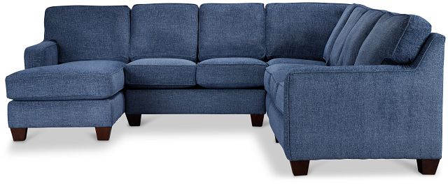 Andie Blue Fabric Large Left Chaise Sectional