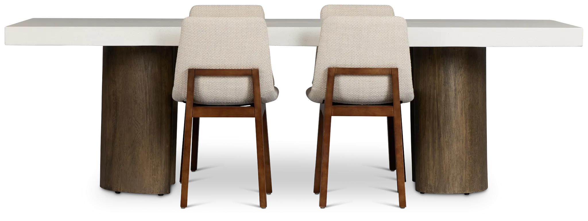 Jensen White Rect Table & 4 Upholstered Chairs