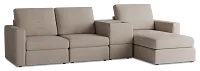Citymod Beige Fabric Small Right Chaise Sectional With Media Console