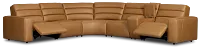 Sawyer Light Brown Micro Medium Dual Power 2-arm Reclining Sectional