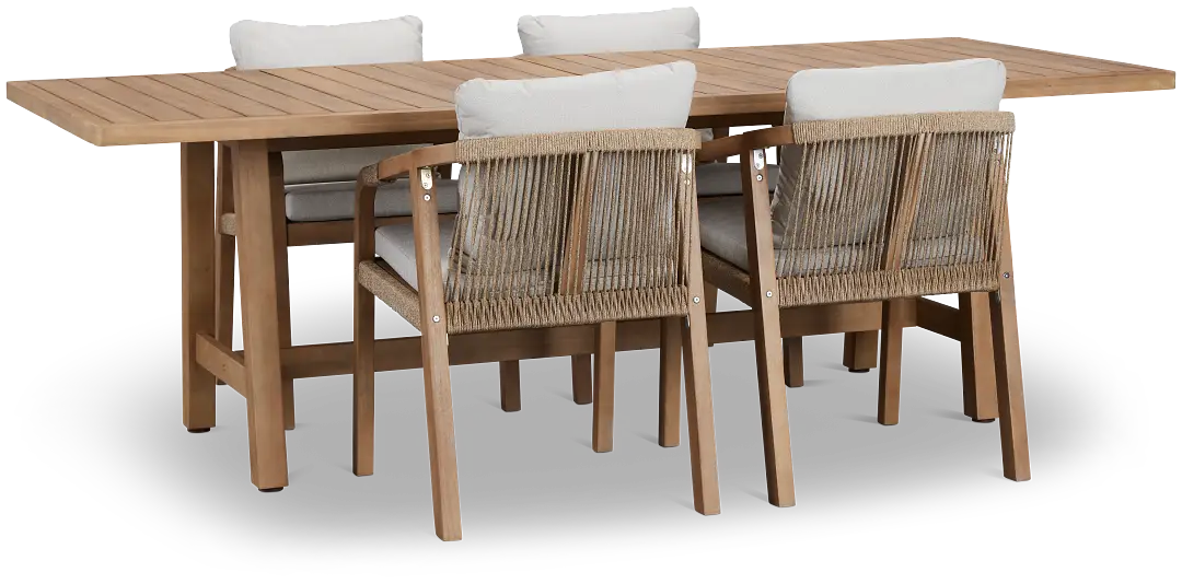 Laguna Light Tone 90" Rectangular Table & 4 Gray Cushioned Chairs Laguna Light Tone 90" Rectangular Table & 4 Gray Cushioned Chairs