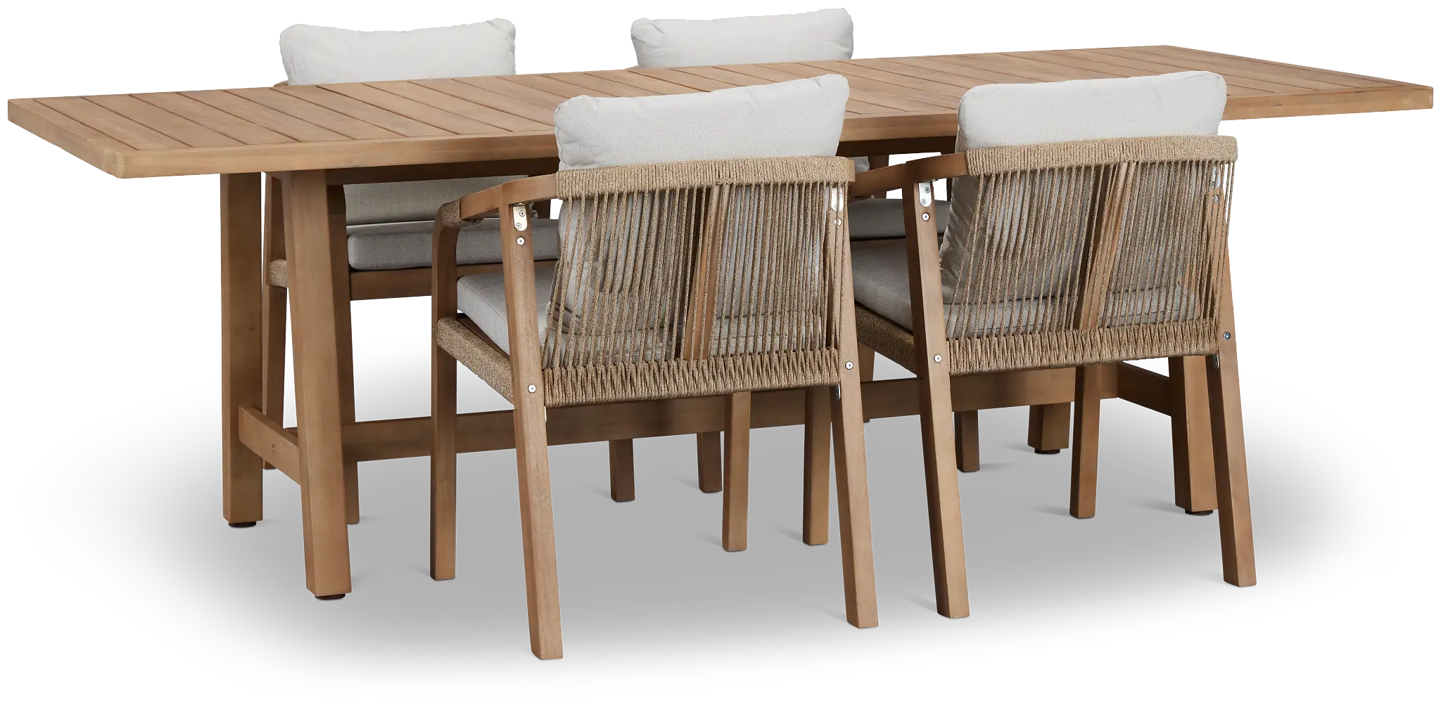 Laguna Light Tone 90" Rectangular Table & 4 Gray Cushioned Chairs Laguna Light Tone 90" Rectangular Table & 4 Gray Cushioned Chairs