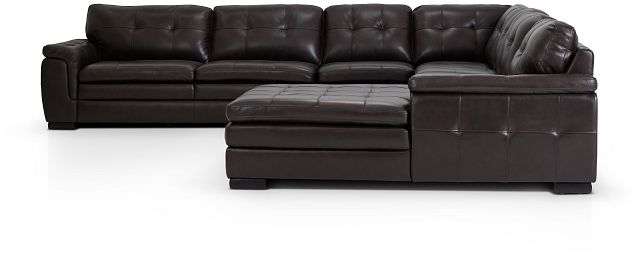 Braden Dark Brown Leather Large Right Chaise Sectional