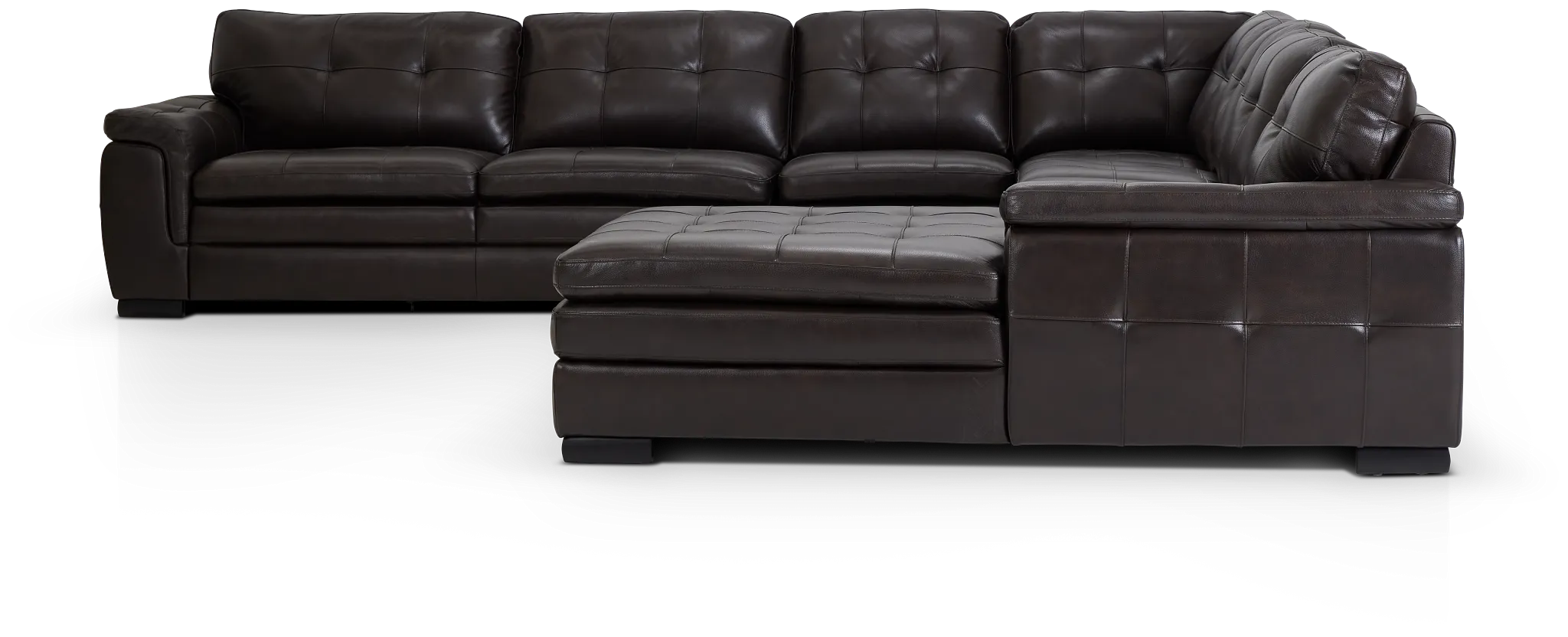 Braden Dark Brown Leather Large Right Chaise Sectional