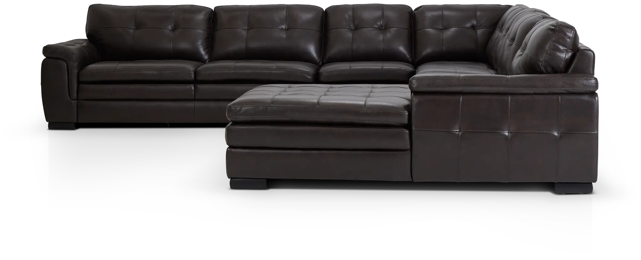 Braden Dark Brown Leather Large Right Chaise Sectional Braden Dark Brown Leather Large Right Chaise Sectional