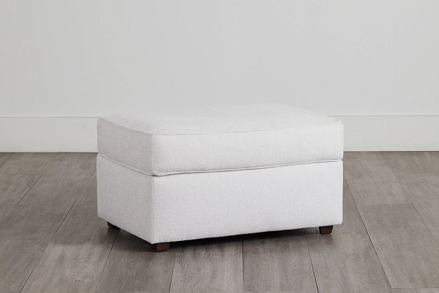 Avalon White Fabric Ottoman