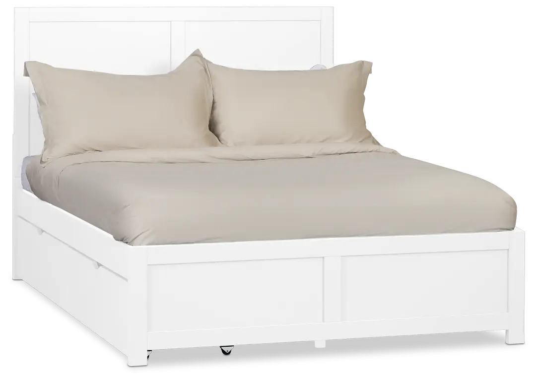 Charleston White Panel Bed With 2 Storage Drawers Charleston White Panel Bed With 2 Storage Drawers