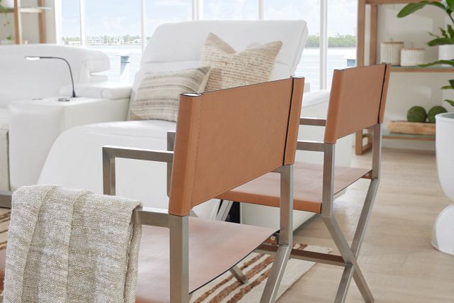 Haven Brown Chrome Upholstered Arm Chair
