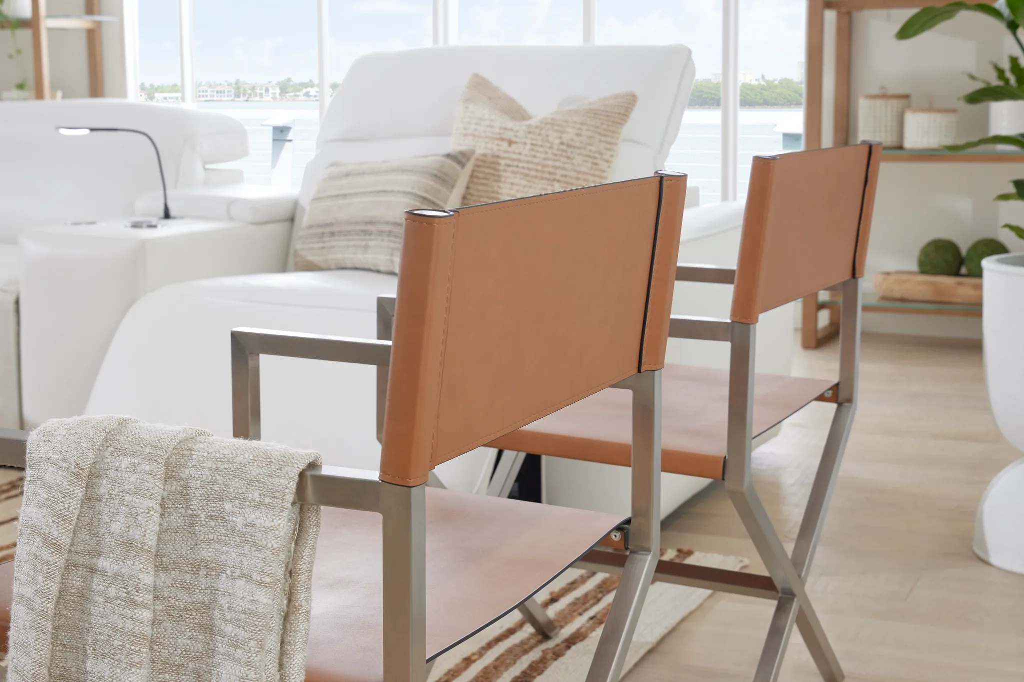 Haven Brown Chrome Upholstered Arm Chair