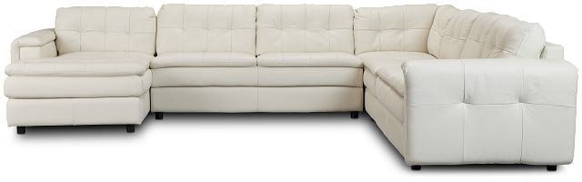 Rowan Light Beige Leather Large Left Chaise Sectional