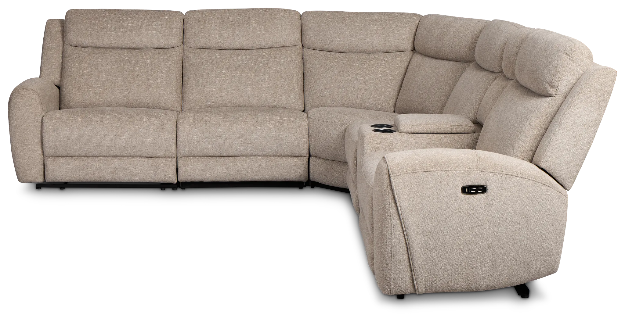 Walker Beige Fabric Medium Triple Power 2-arm Sectional