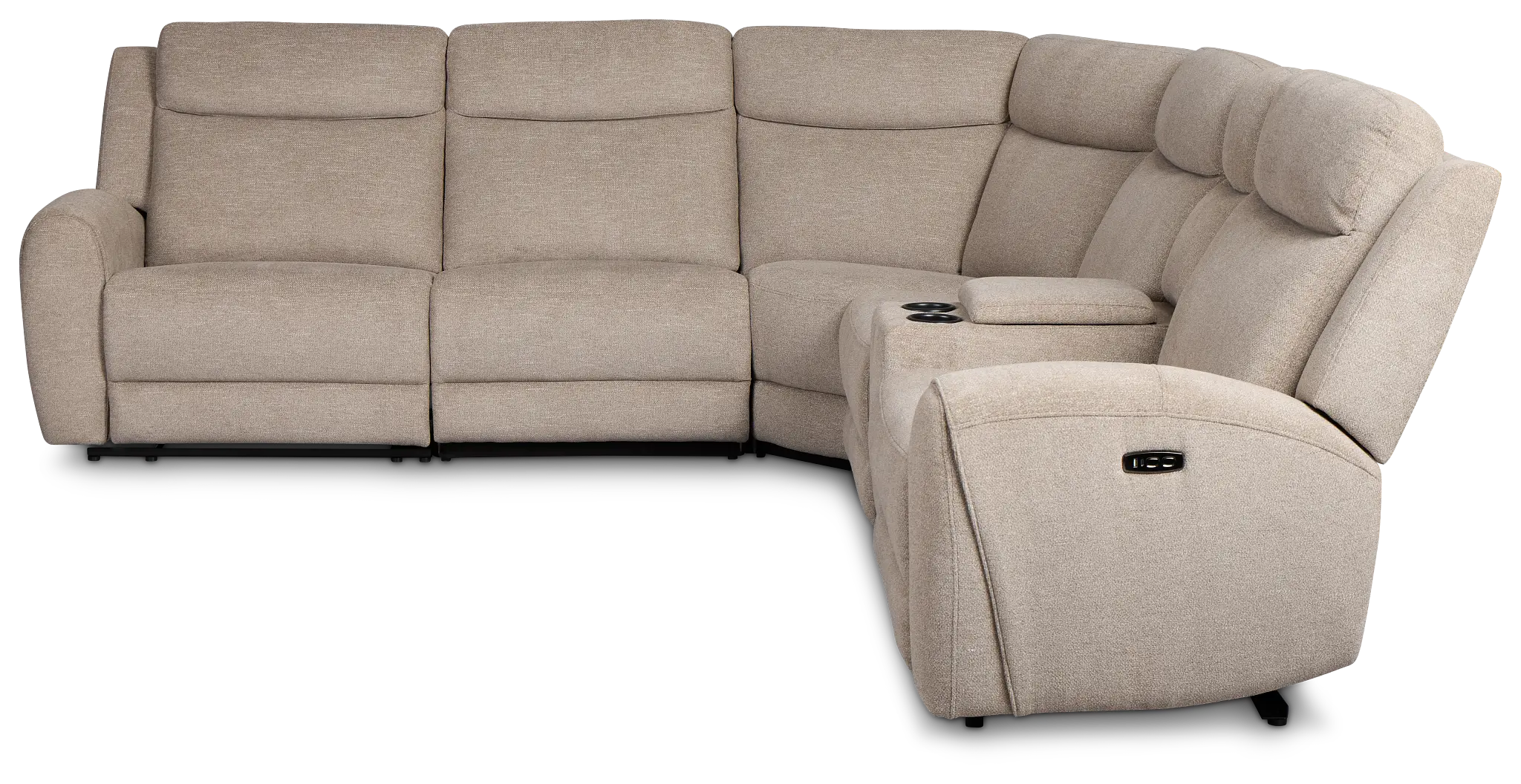 Walker Beige Fabric Medium Triple Power 2-arm Sectional Walker Beige Fabric Medium Triple Power 2-arm Sectional