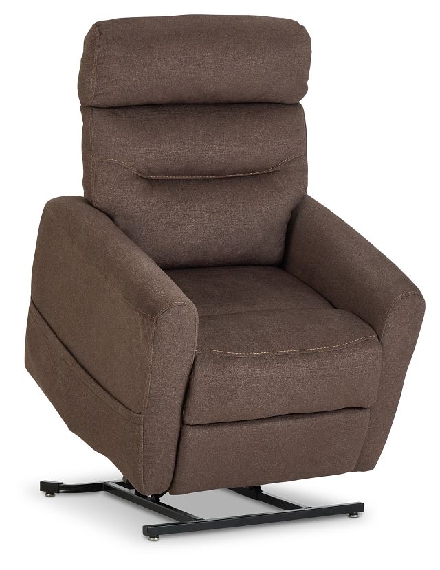 Canton Brown Fabric Power Lift Recliner