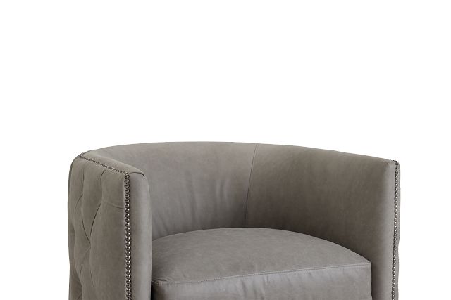 Palazzo Gray Leather Swivel Accent Chair