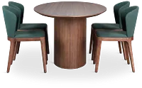Nomad Mid Tone 78" Oval Table & 4 Dark Green Chairs W/ Mid-tone Legs