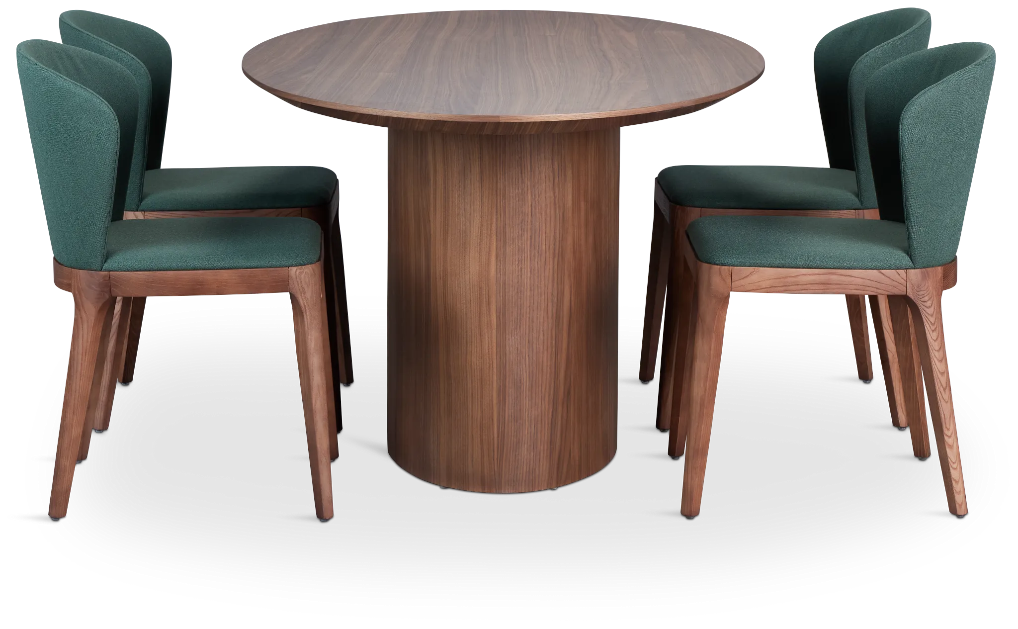 Nomad Mid Tone 78" Oval Table & 4 Dark Green Chairs W/ Mid-tone Legs