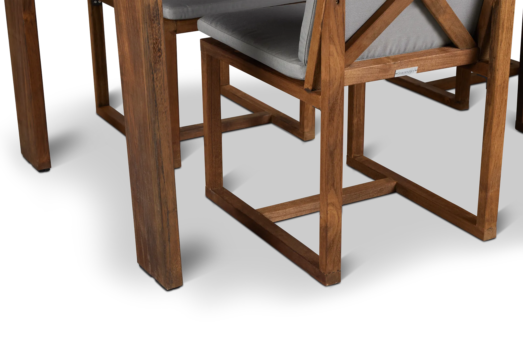 Linear Dark Gray 82" Teak Table & 4 Teak Cushioned Side Chairs